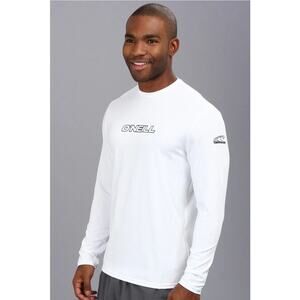 O’Neill Mens Basic Skins SZ L UPF 50+ White Long Sleeve Rush Guard Sun Shirt